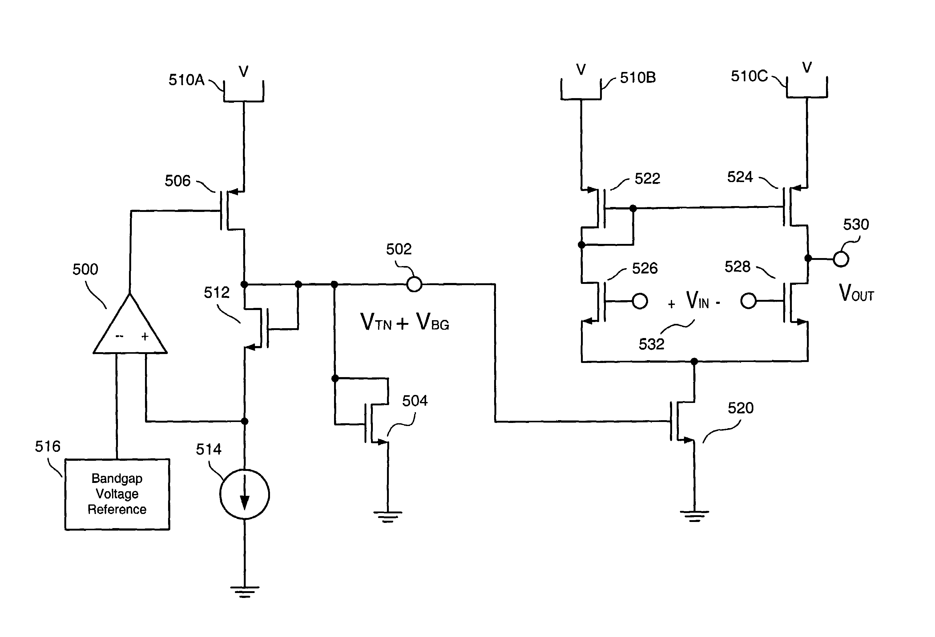 Amplifier with accurate built-in threshold
