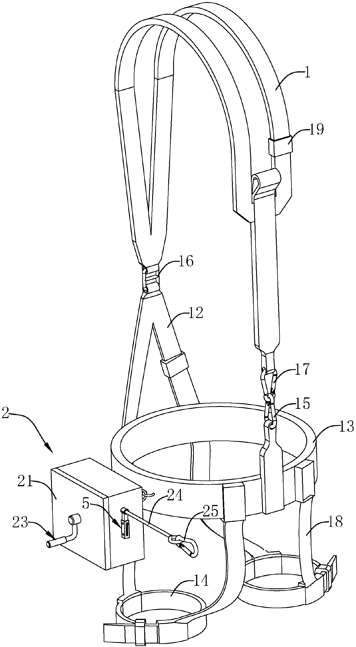 High-altitude safety belt with winding function