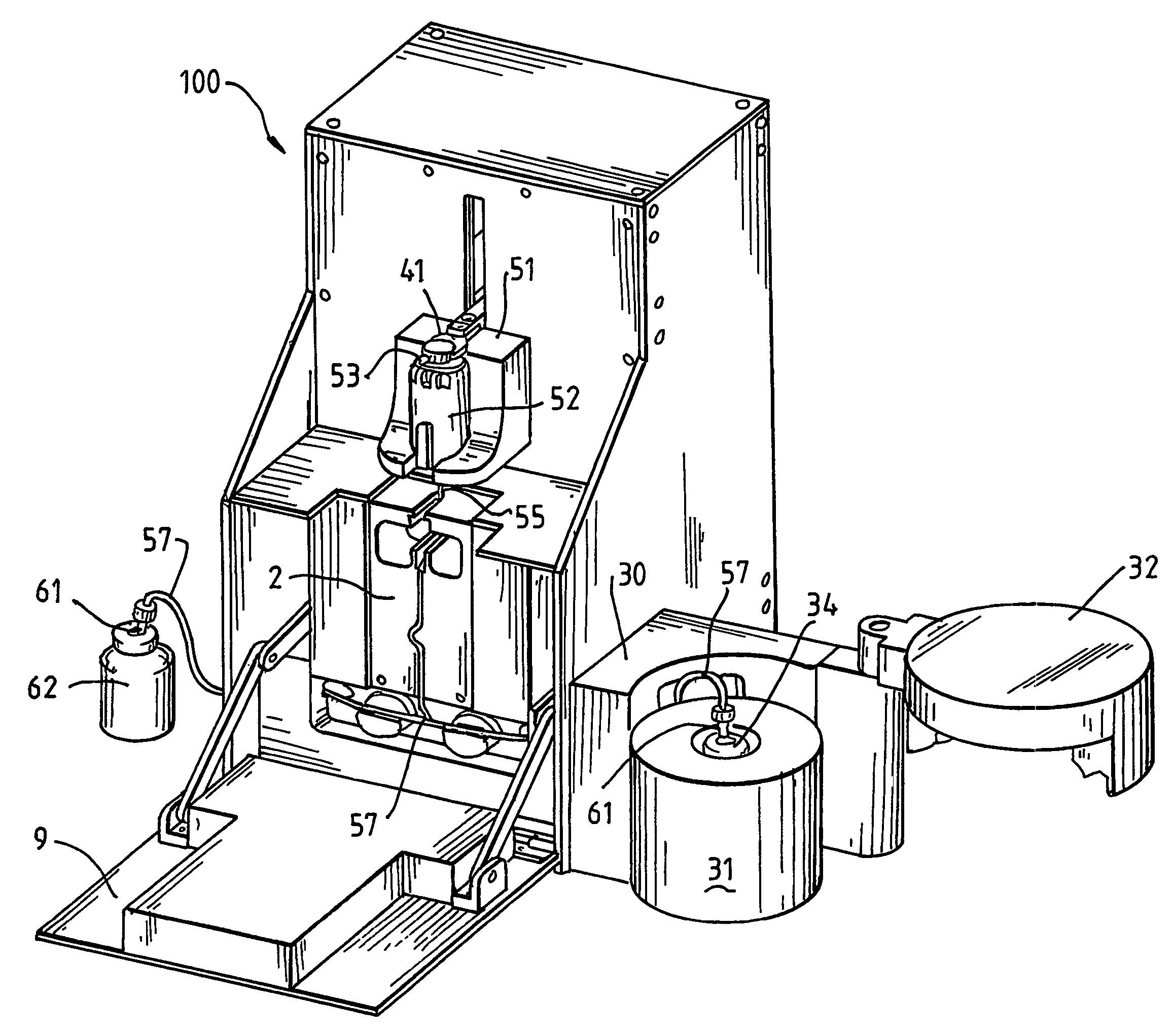 Process and device for the dose dispensing of a radioactive solution