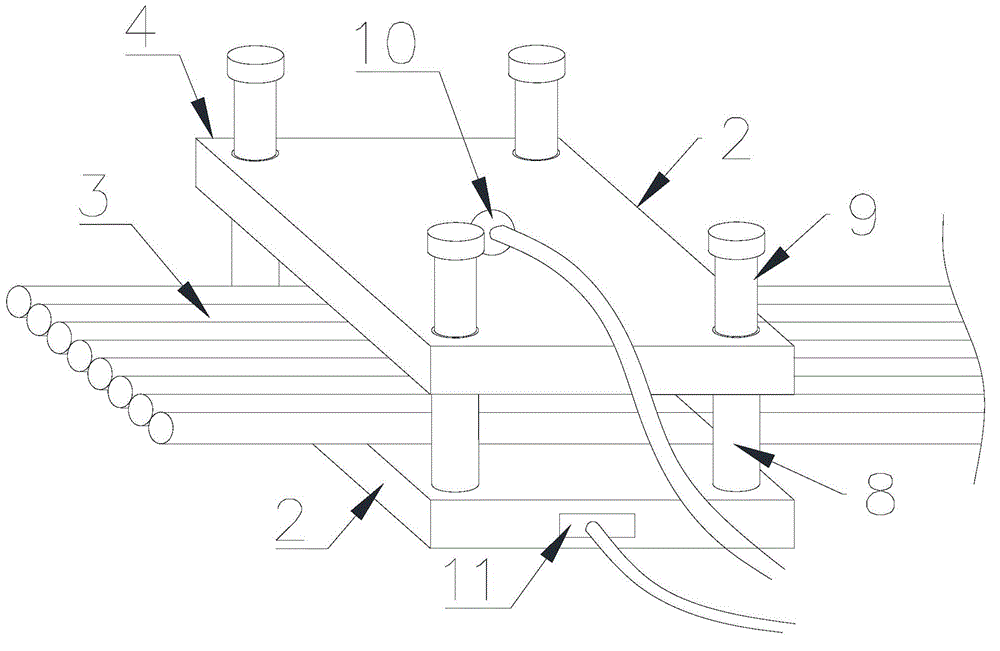 Gluing drying device of strip nail production line