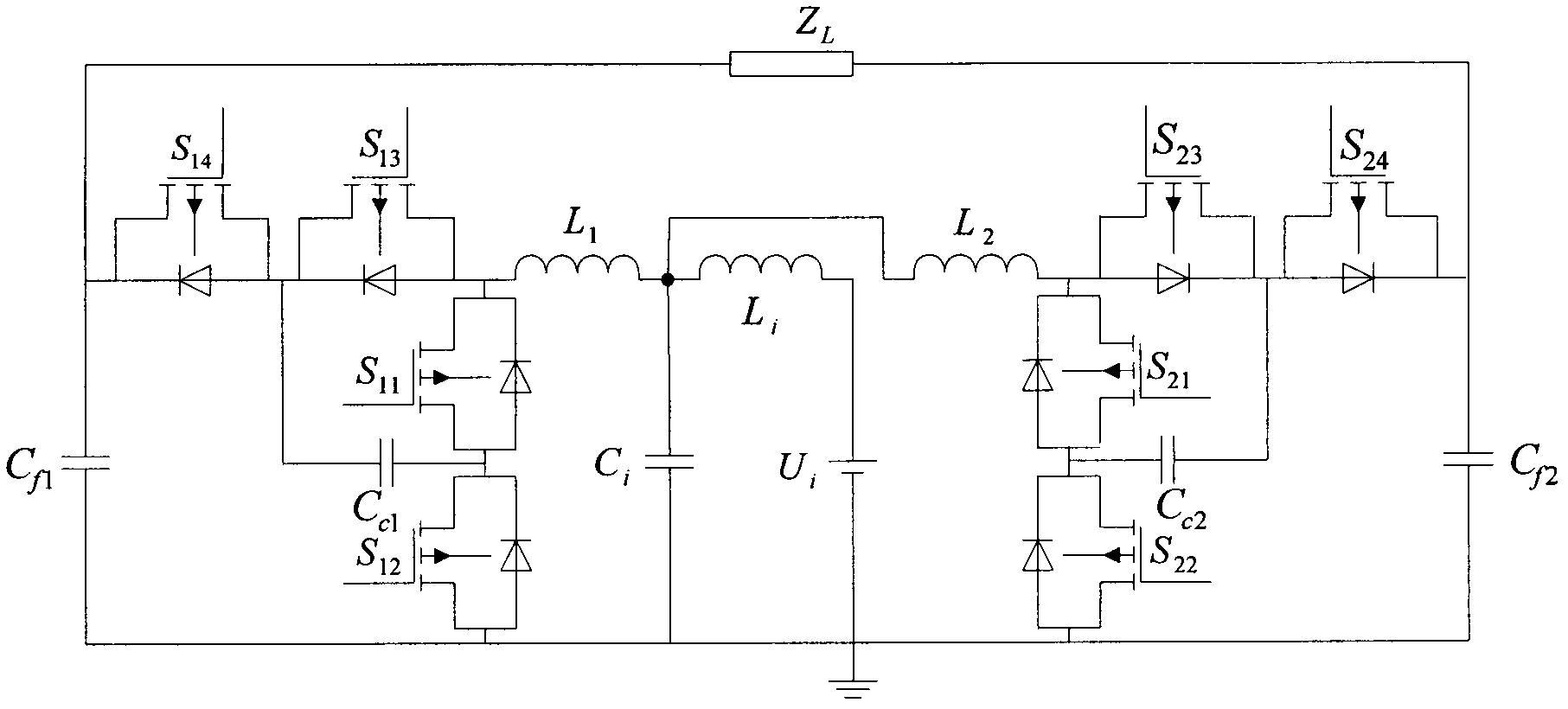 Non-isolated direct-current converter type differential three-level inverter