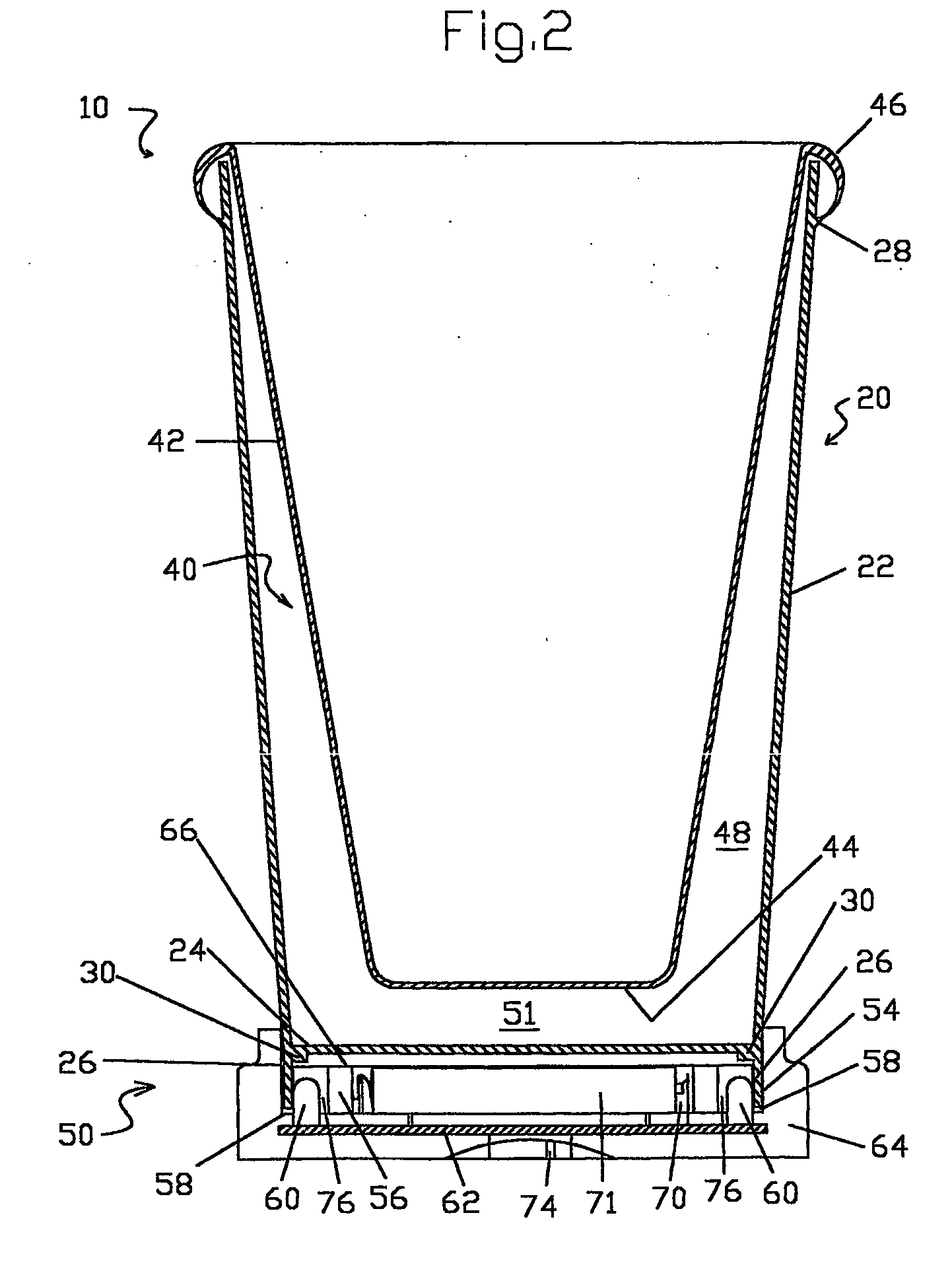 Container with illuminated interior visual display