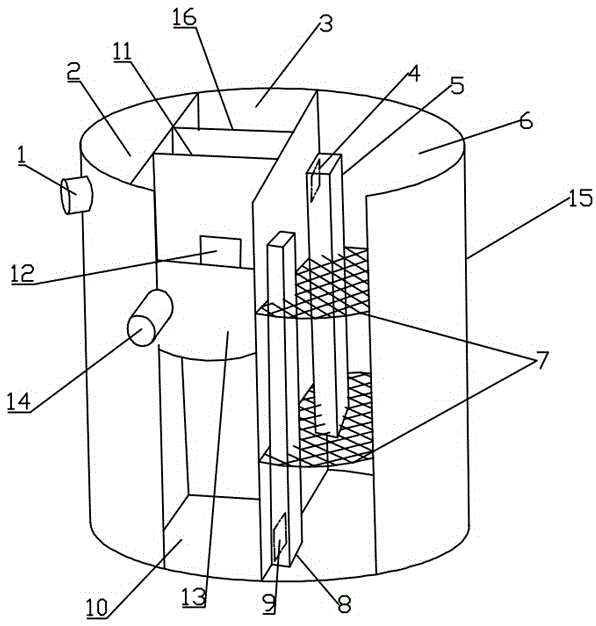 Scattered small integrated sewage processing device for rural areas