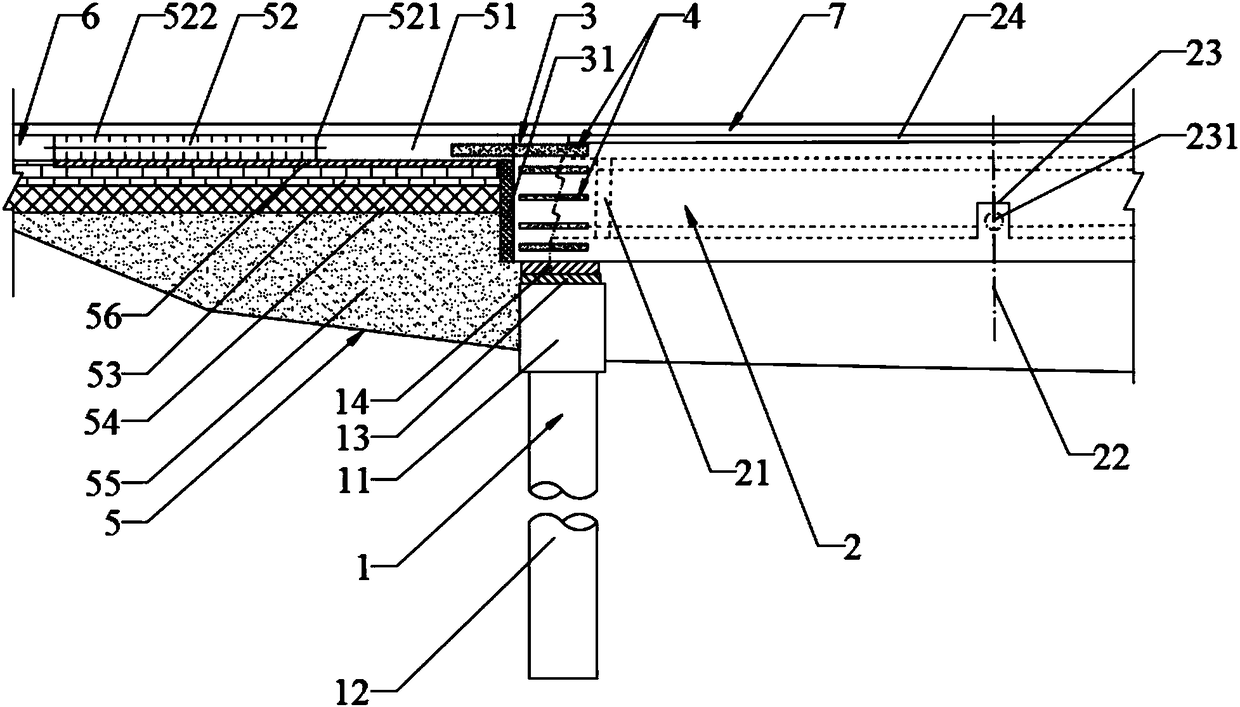 Single-hole prefabricated hollow slab non-expansion-joint bridge and construction method thereof
