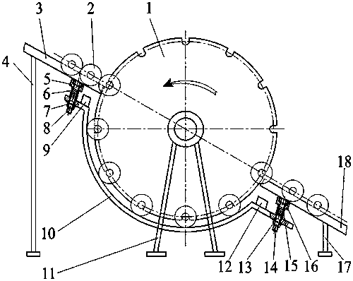 Grooved wheel type intermittent feeding and discharging automatic gluing device
