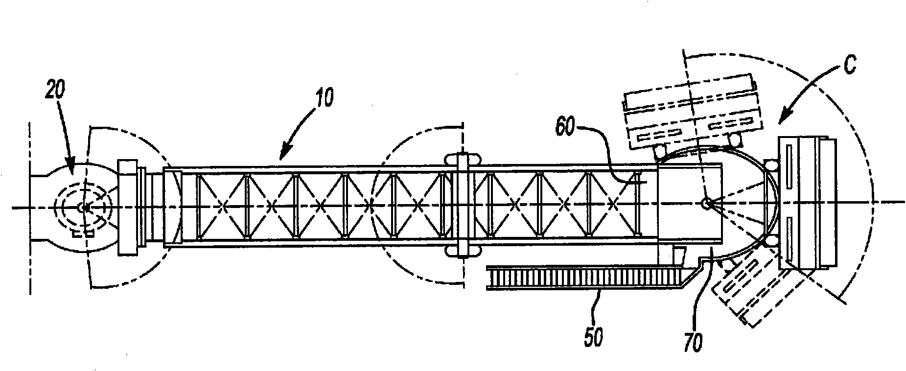 Osculating device for boarding bridge canopy