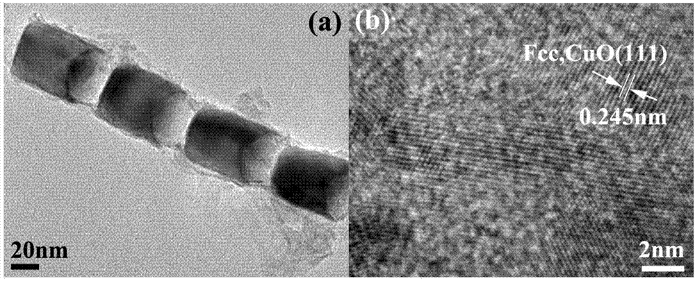 Nano chain composed by metallic nickel particles connected by copper oxide fimls and preparation method thereof