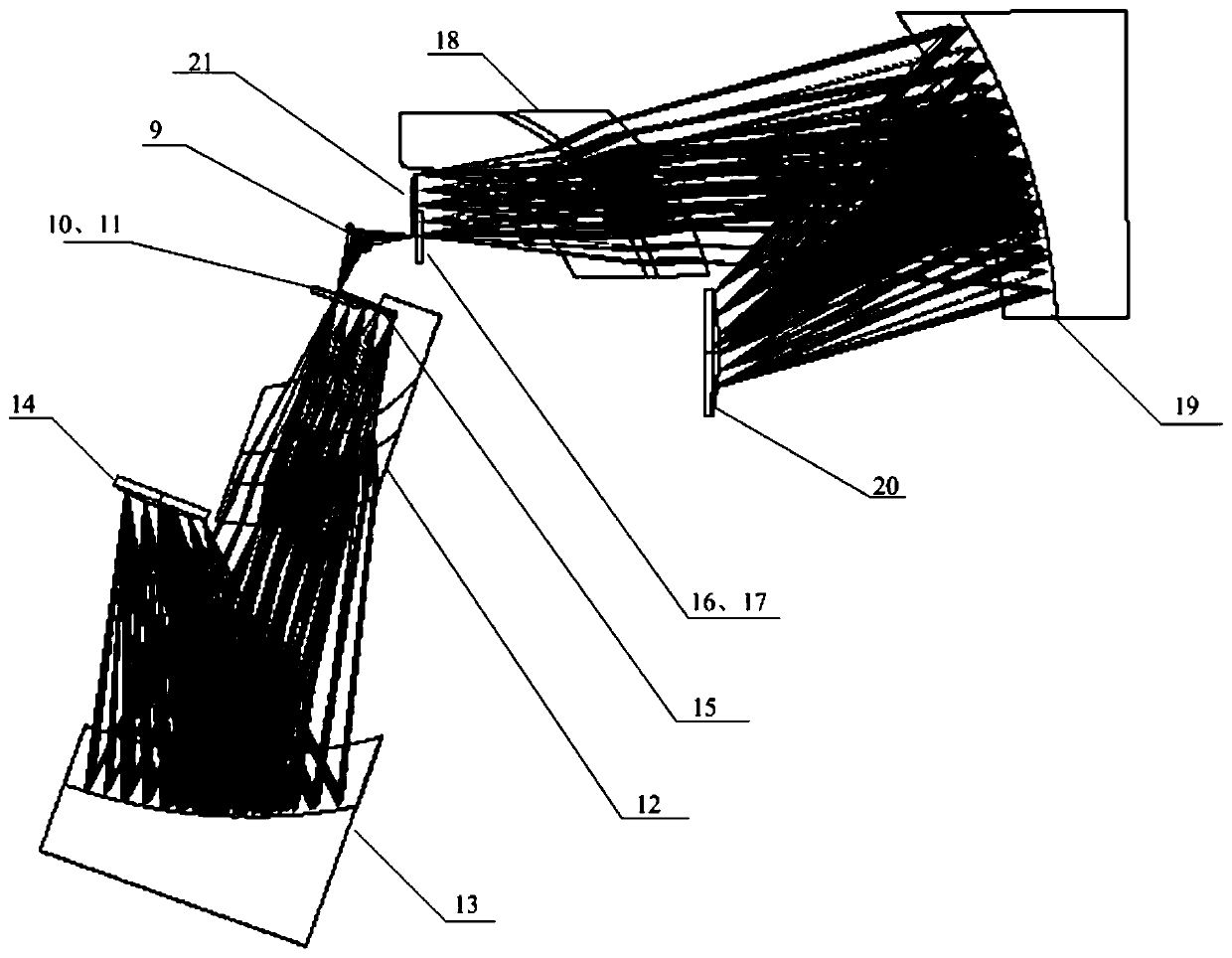 Optical system of large-view-field high-resolution earth observation ultraviolet imaging spectrometer