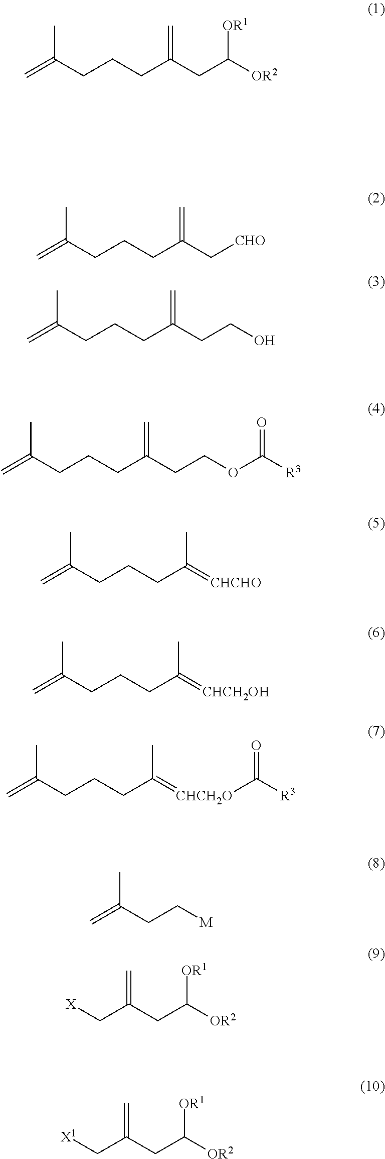 7-methyl-3-methylene-7-octenal acetal compound and methods for producing aldehyde compound and ester compound using the same