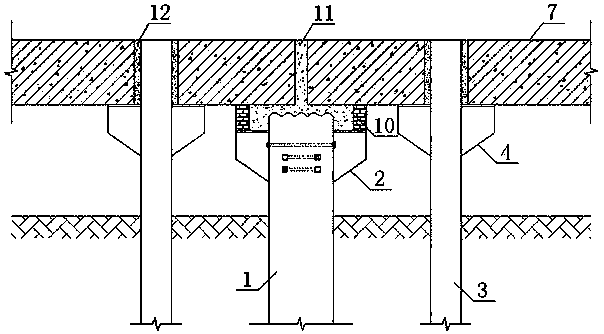 Pile foundation building slant rectification pile-cutting replacement limiting structure and construction method thereof