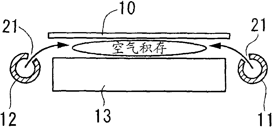 Air floatation conveyance device and method of conveyance using air