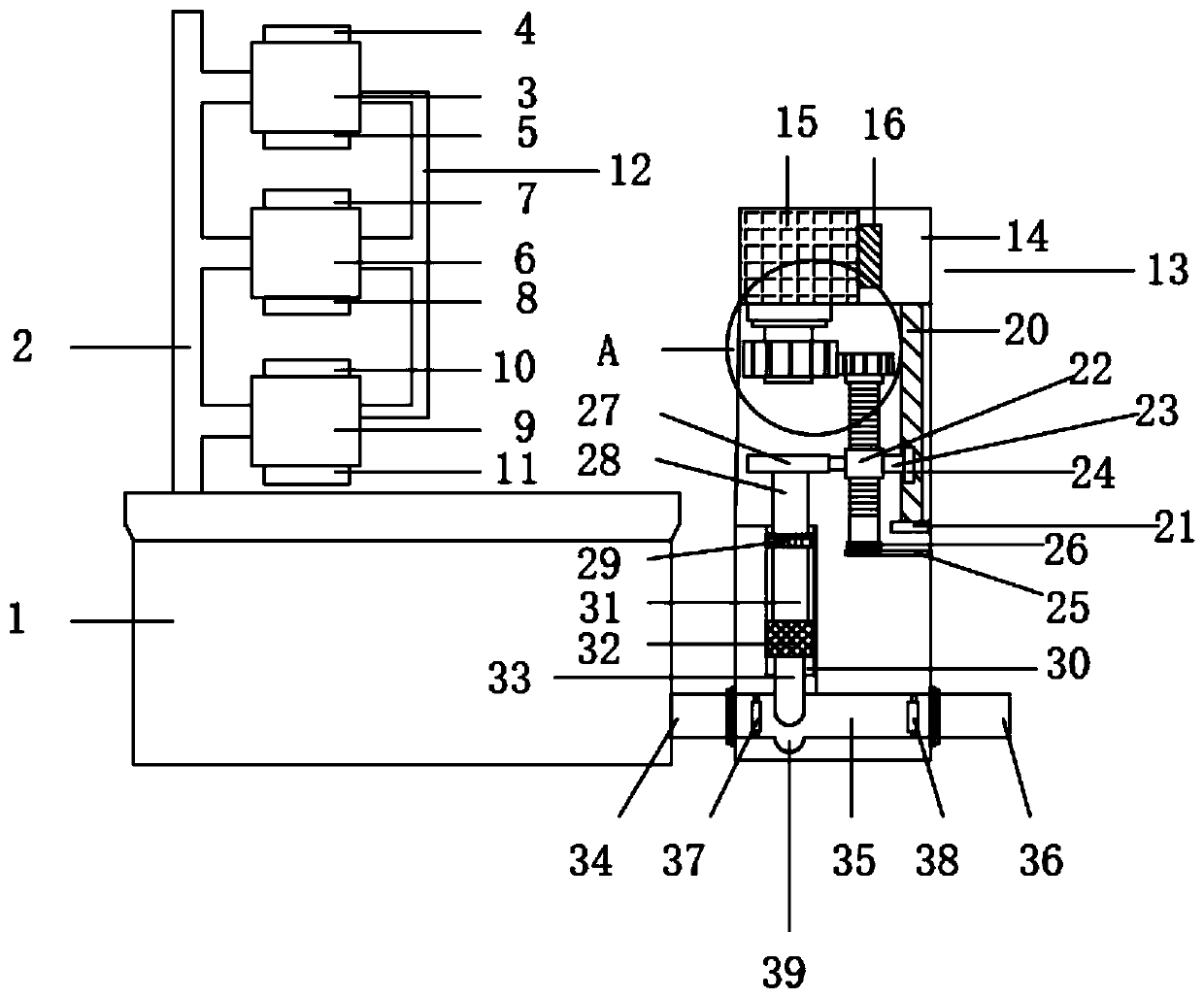 A flow balance adjustment device for a hydraulic press