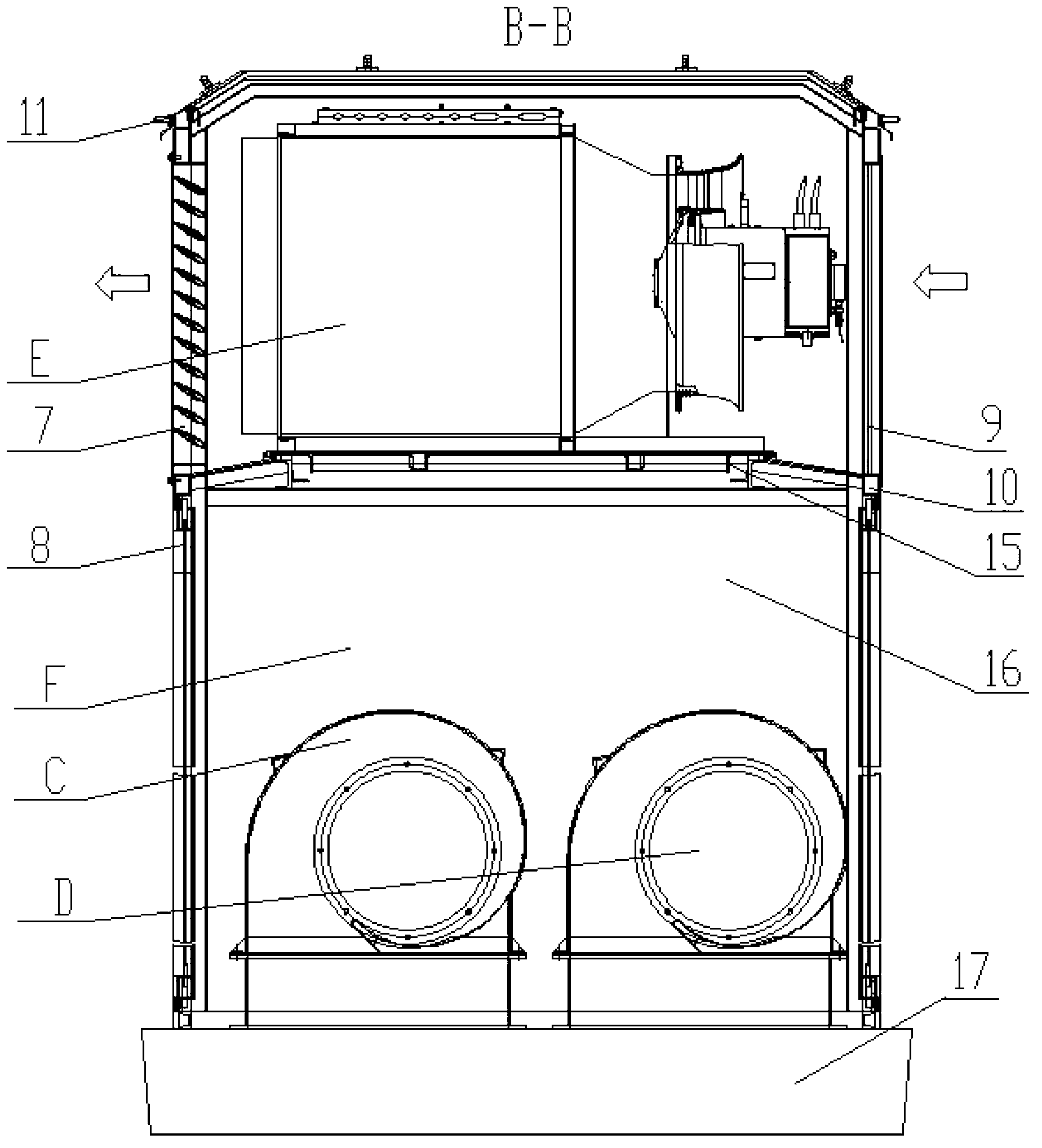 Ventilating system of locomotive electrical chamber with external corridor