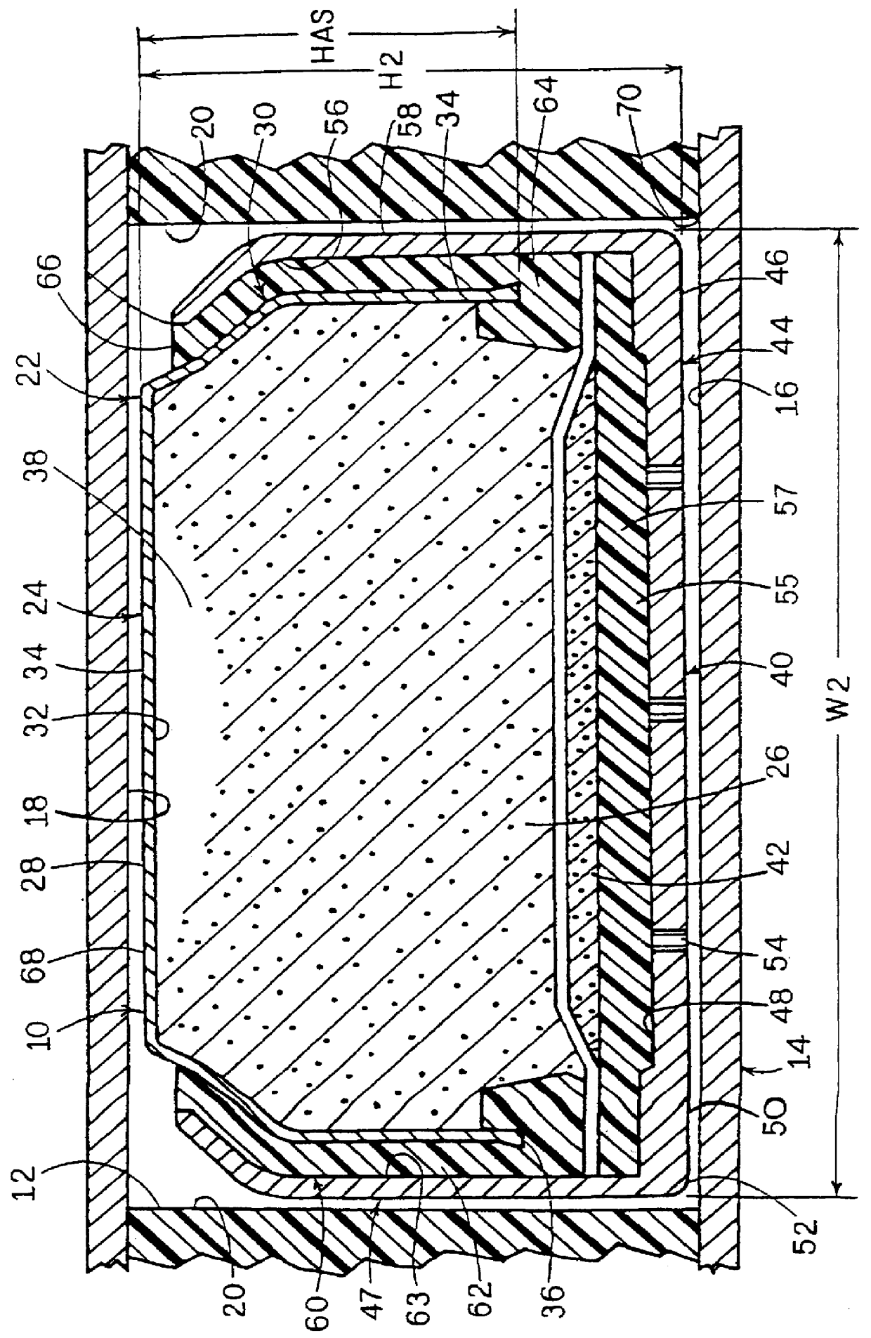 Thin walled electrochemical cell