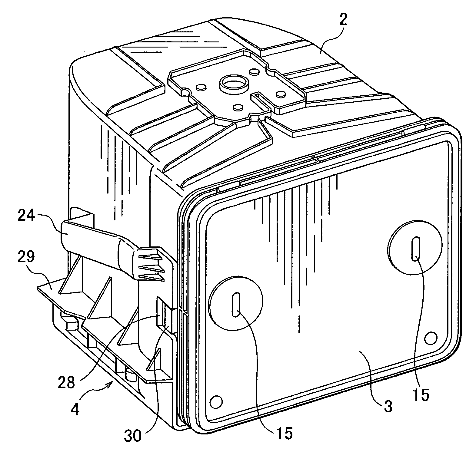 Thin plate storage container with handled supporting member