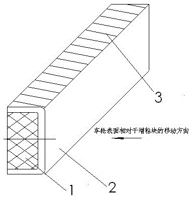 Adhesion-increasing block for increasing wheel-rail adhesion of rail vehicle and method for making and using it