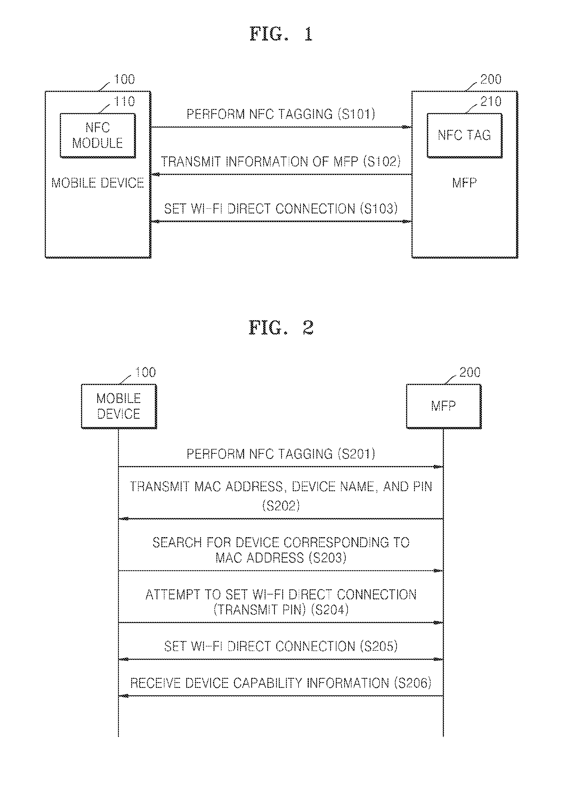 System and method of mobile printing using near field communication