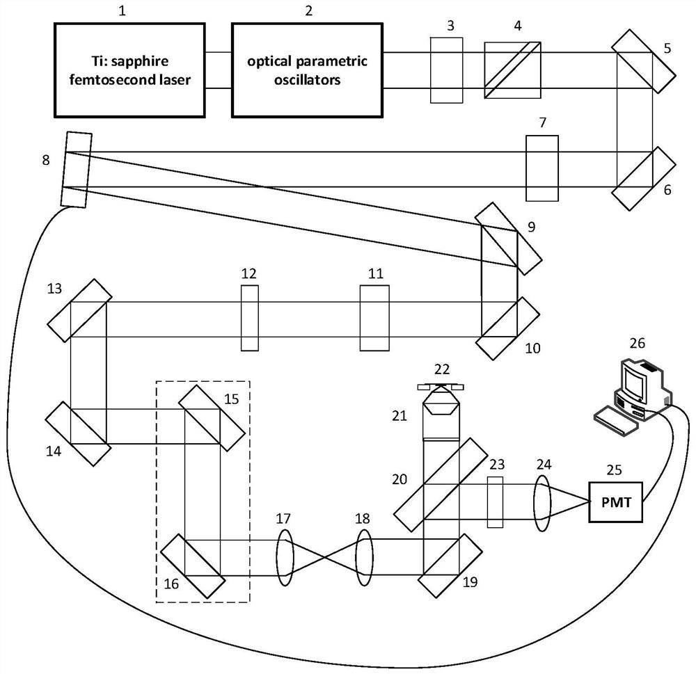 A two-photon fluorescence microscopy device and method for axial super-resolution