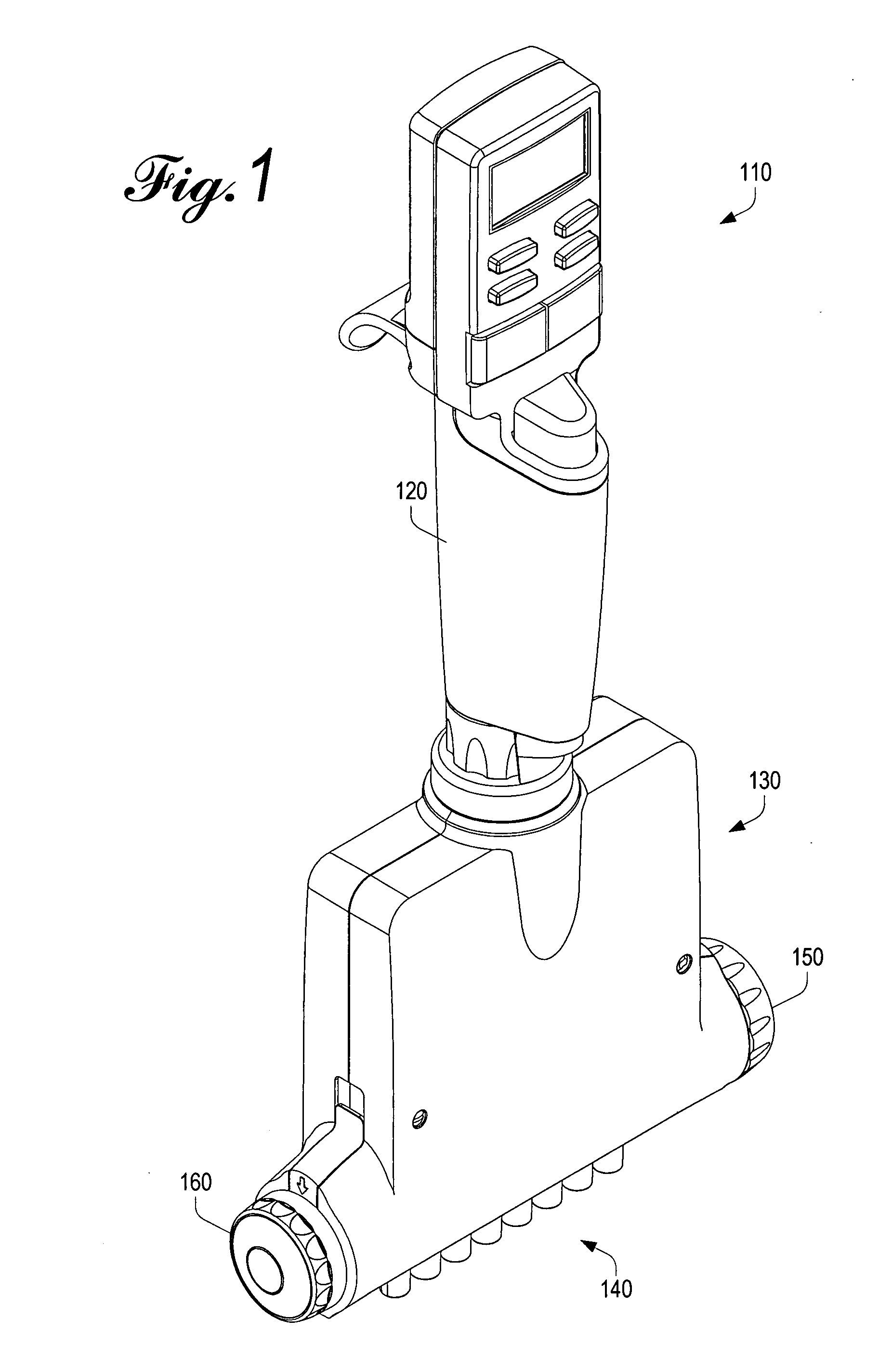 Liquid end assembly for a handheld multichannel pipette with adjustable nozzle spacing