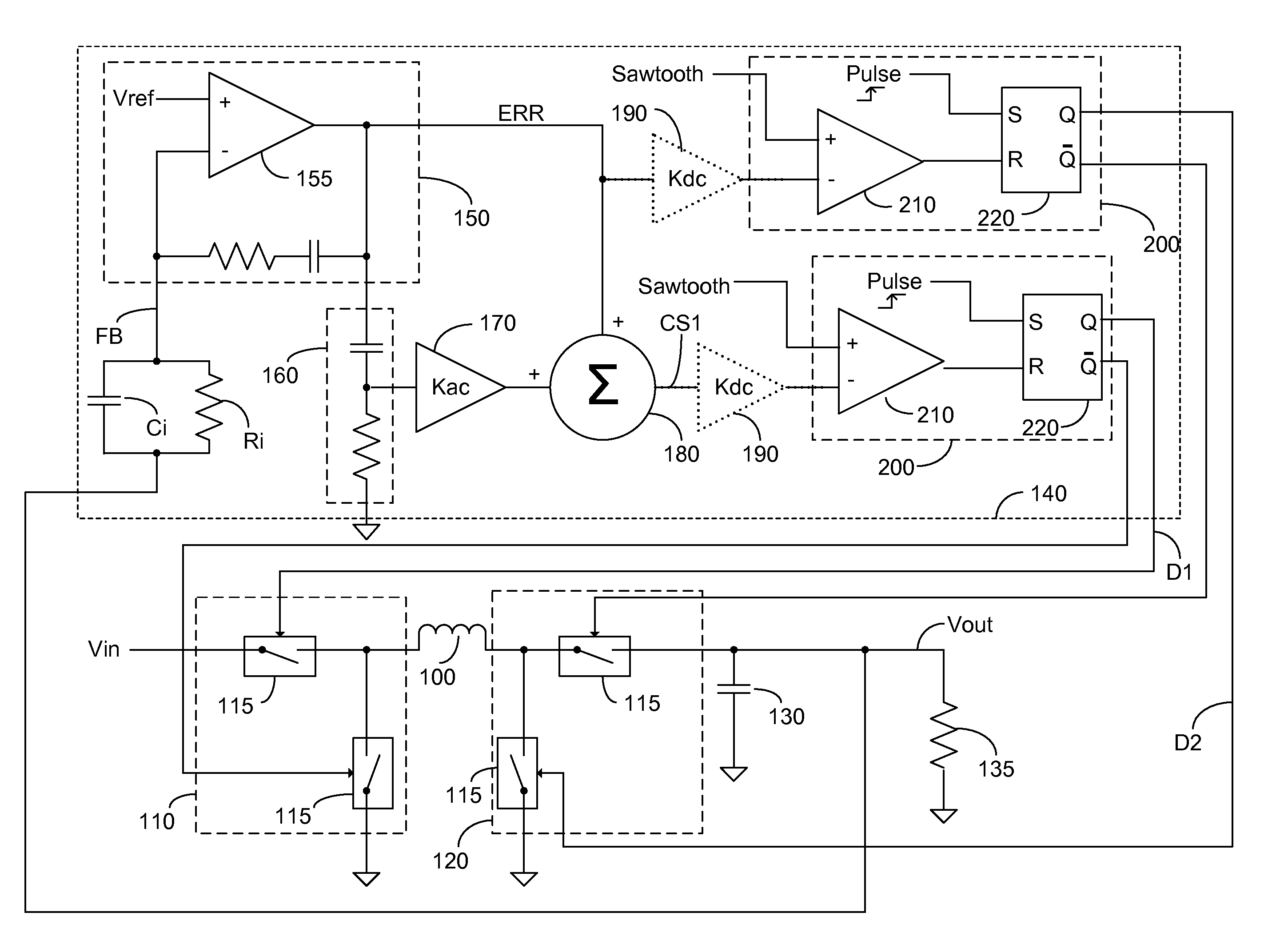 Method and apparatus for modifying right half-plane zero in a cascaded DC-DC buck-boost converter