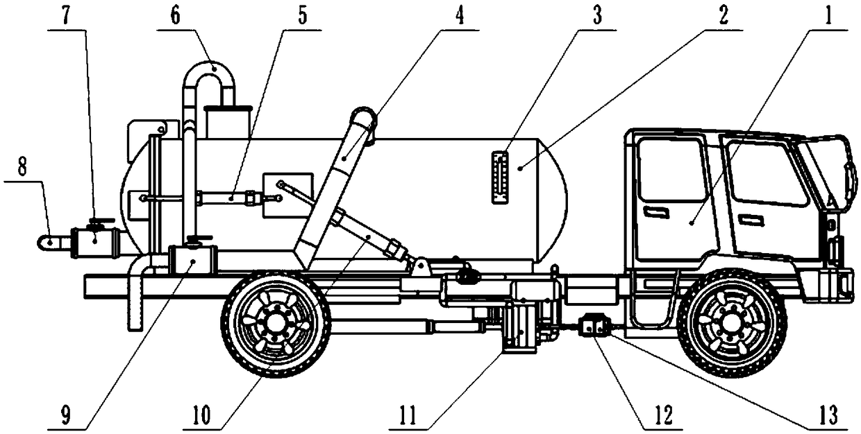 Dry vacuum pump sewage suction truck