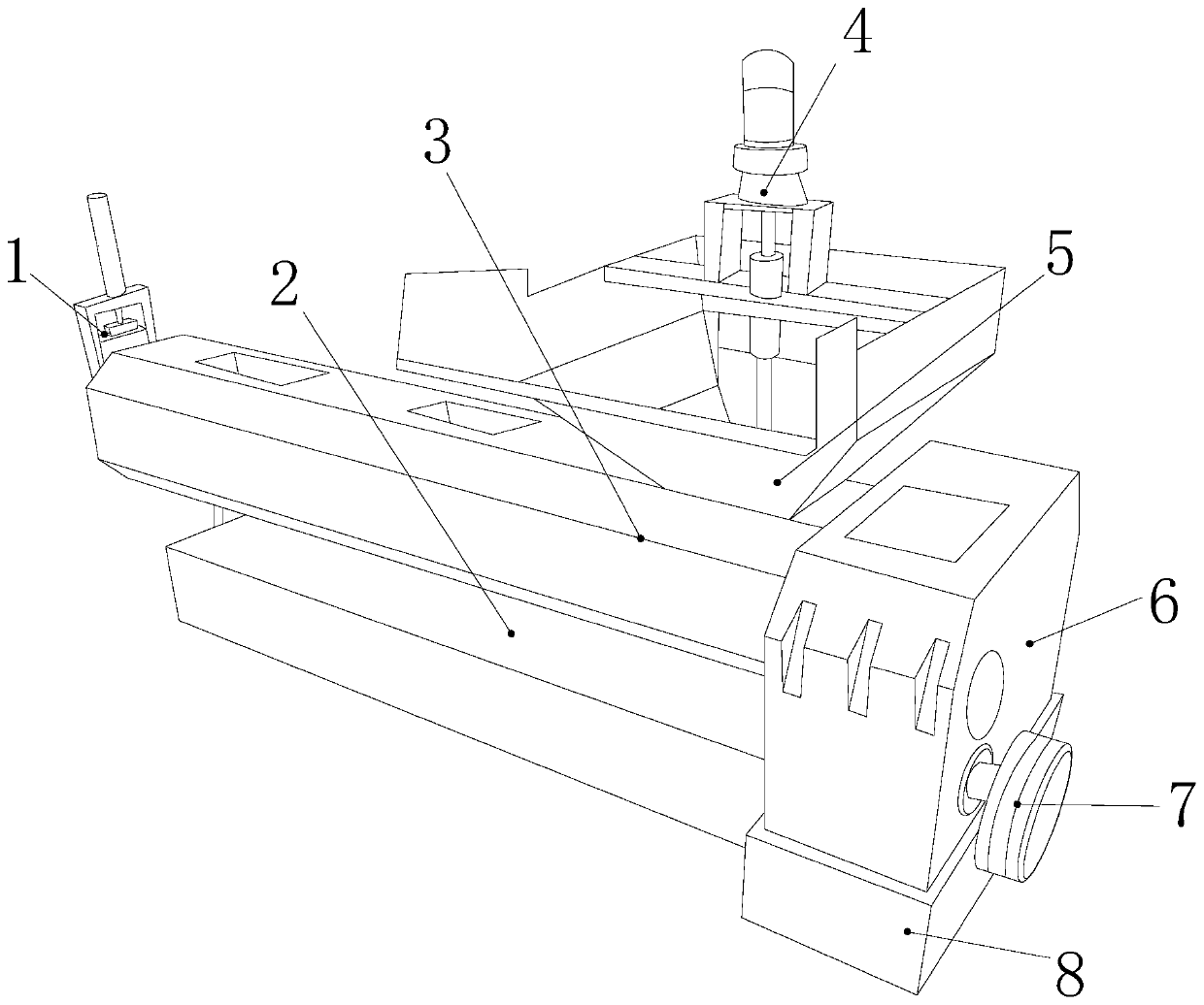 Plastic particle extruding production equipment for carrying out polyvinyl chloride smoke dechlorinating through S-shaped screw rod