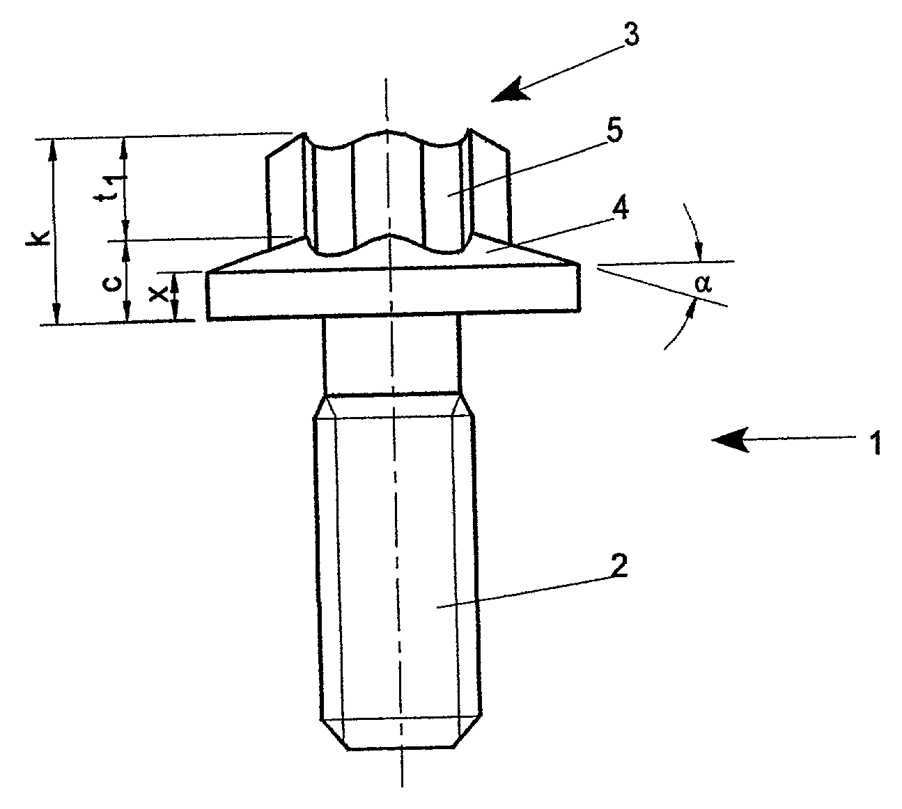 Round hexagon screw and method for its production