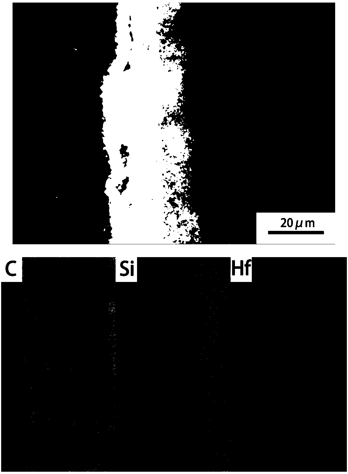 Method for producing HfC-SiC multiphase gradient coating layer by chemical vapor co-deposition technology
