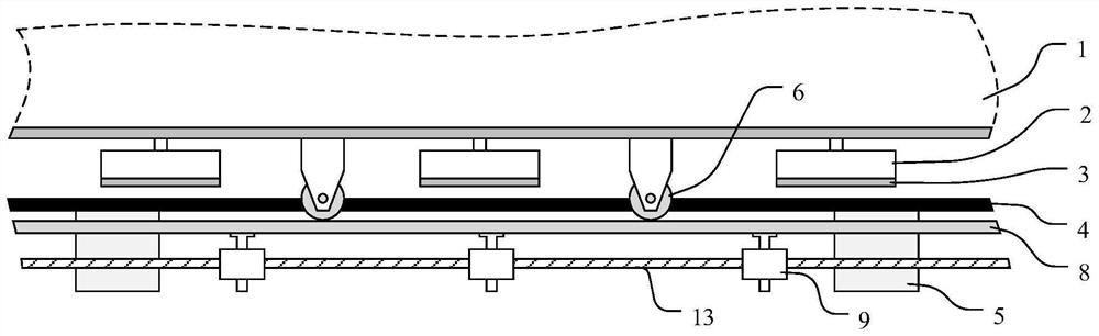 Synchronous rising and falling system of high-temperature superconducting maglev train and field cooling method