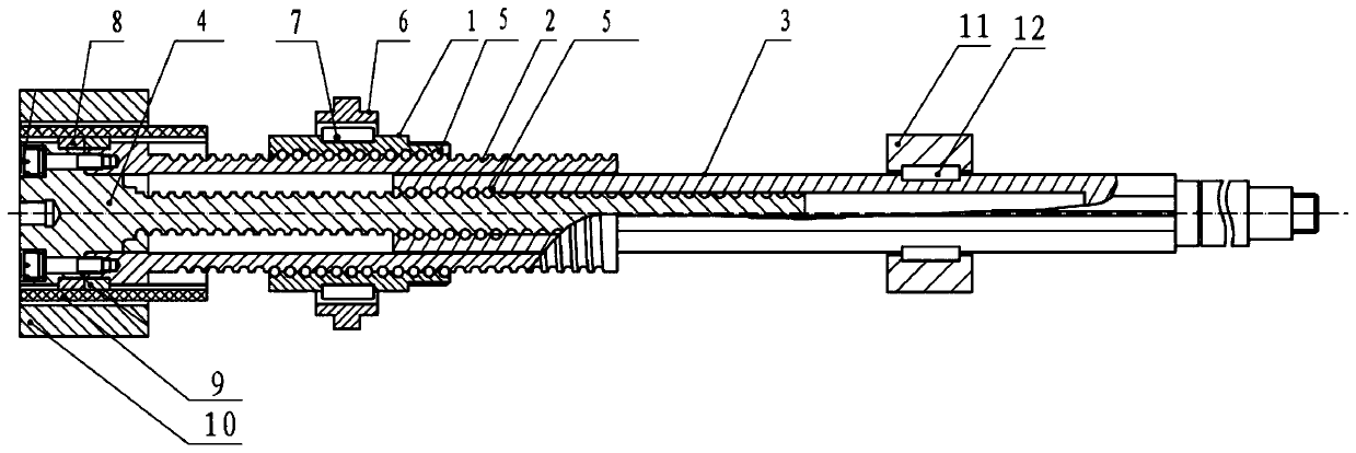 A nested ball screw pair