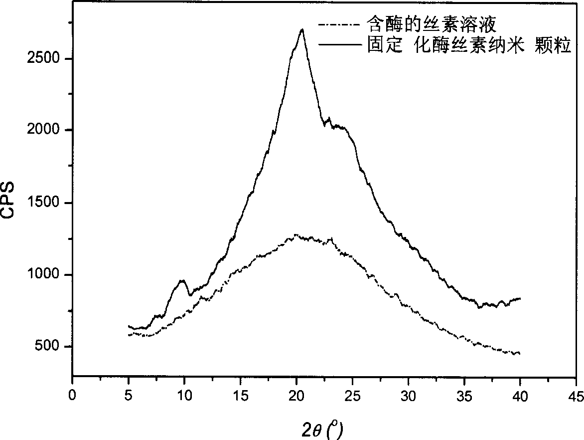 Silk nano granular of immobilized enzyme, and prepn. process thereof