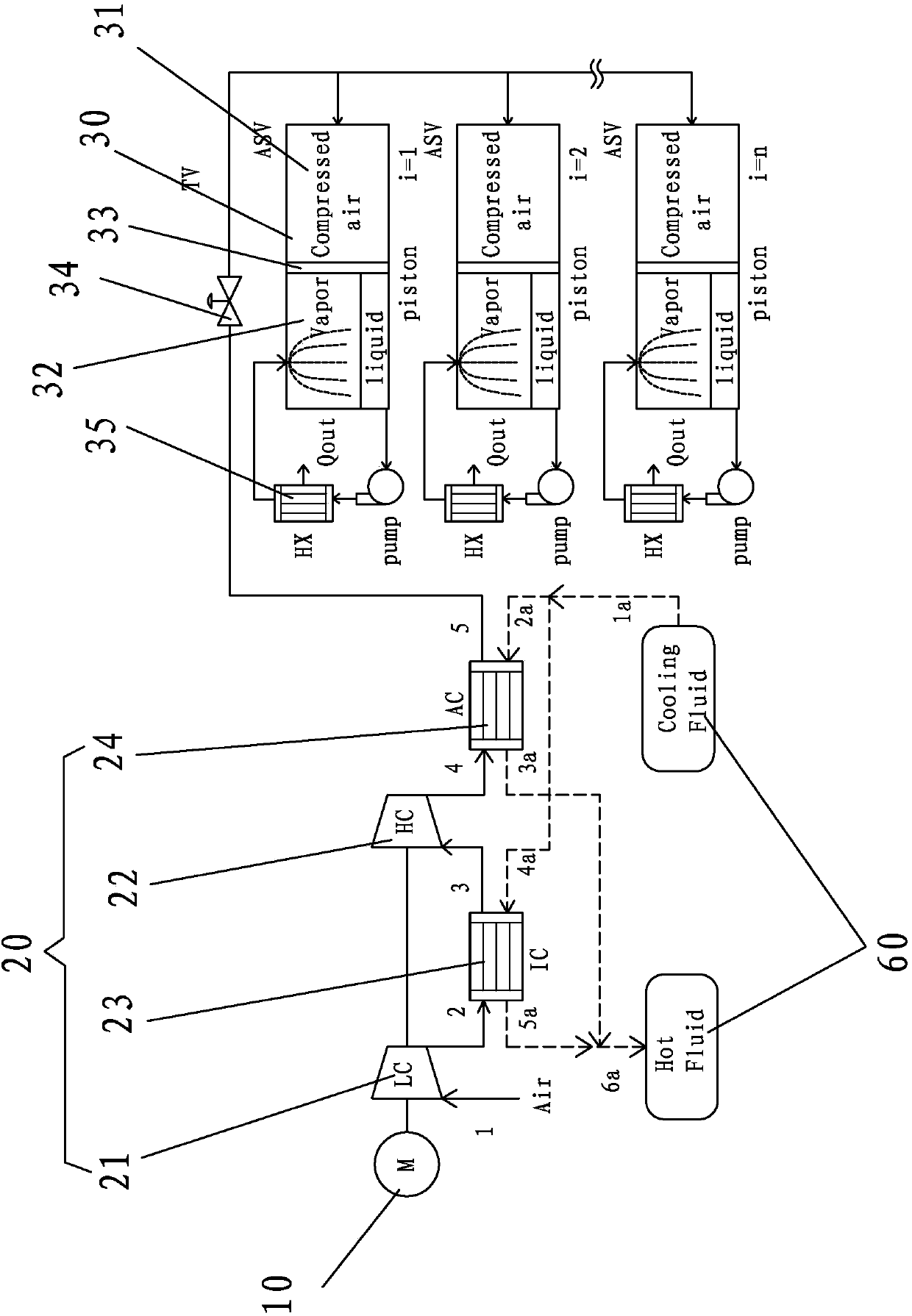 Thermal insulation constant-pressure compressed air energy storage system based on volatile fluid