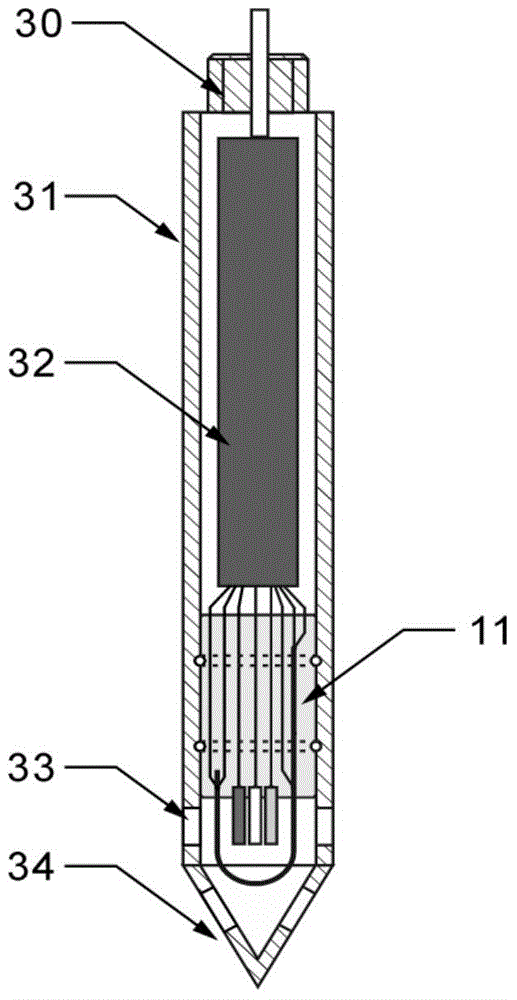 Compound probe, device and method for monitoring corrosion of down-hole string on line and in real time