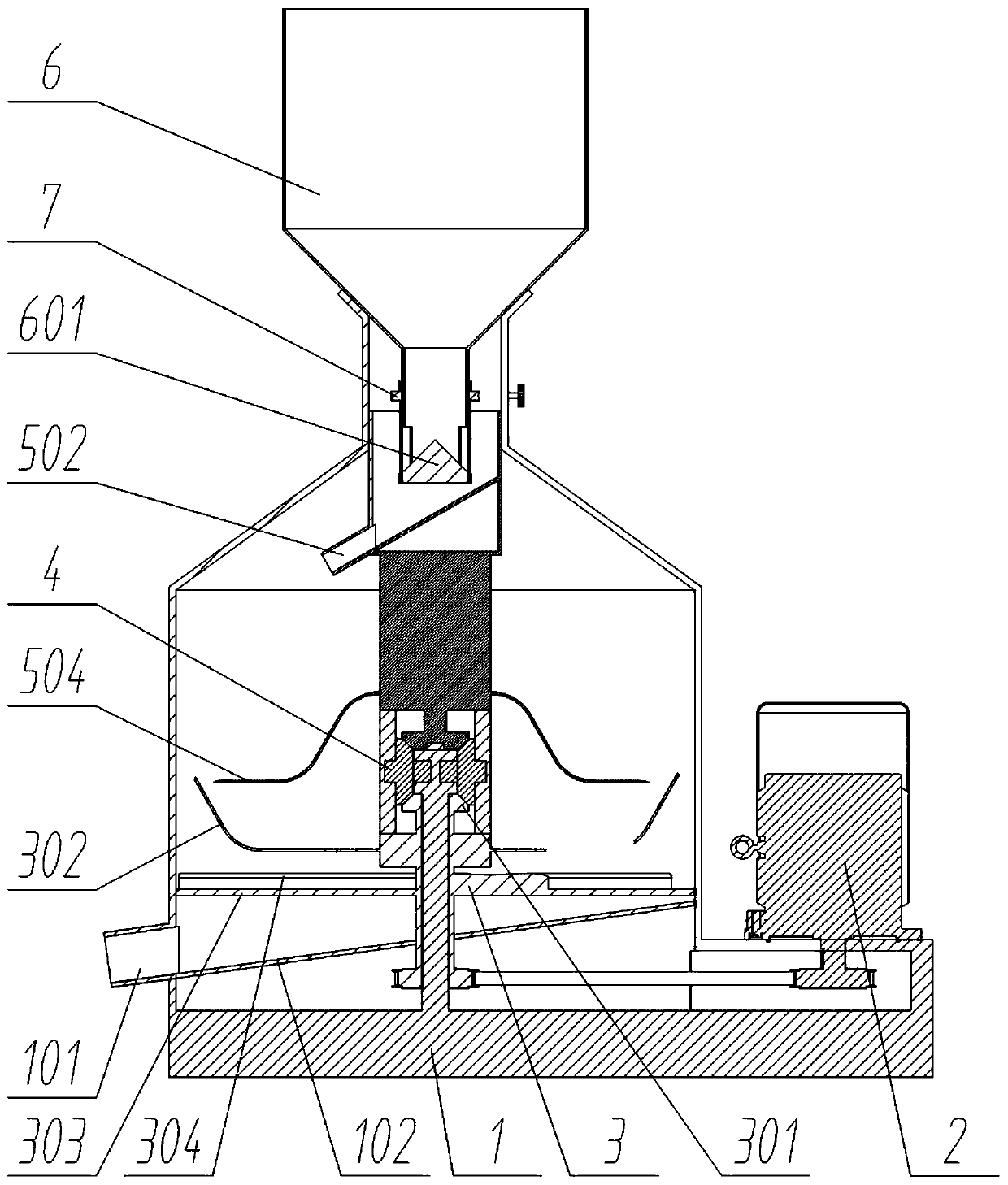 Automatic feeding type crushing device for high-strength structural ceramic particles