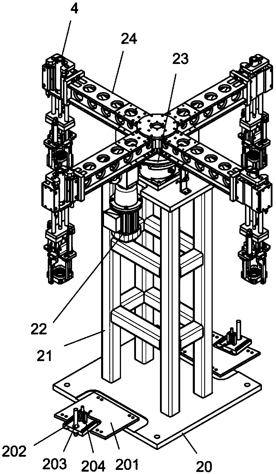 Workpiece conveying, stacking and storing device