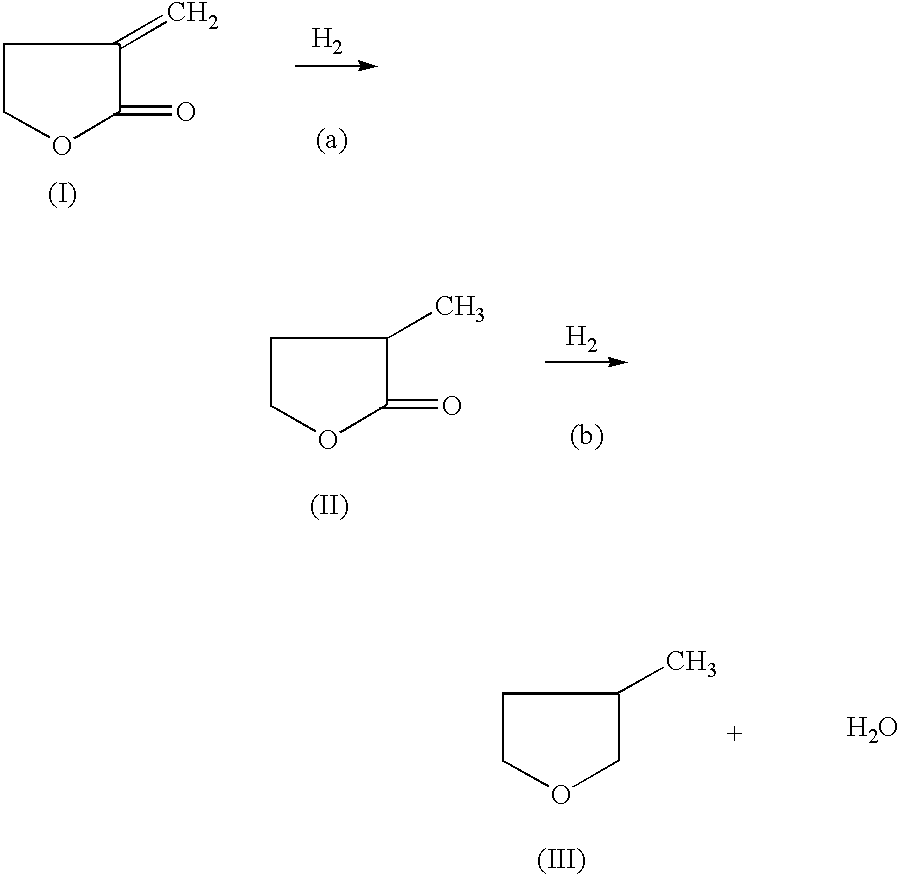Manufacture of 3-methyl-tetrahydrofuran from alpha-methylene-gamma-butyrolactone in a two step process
