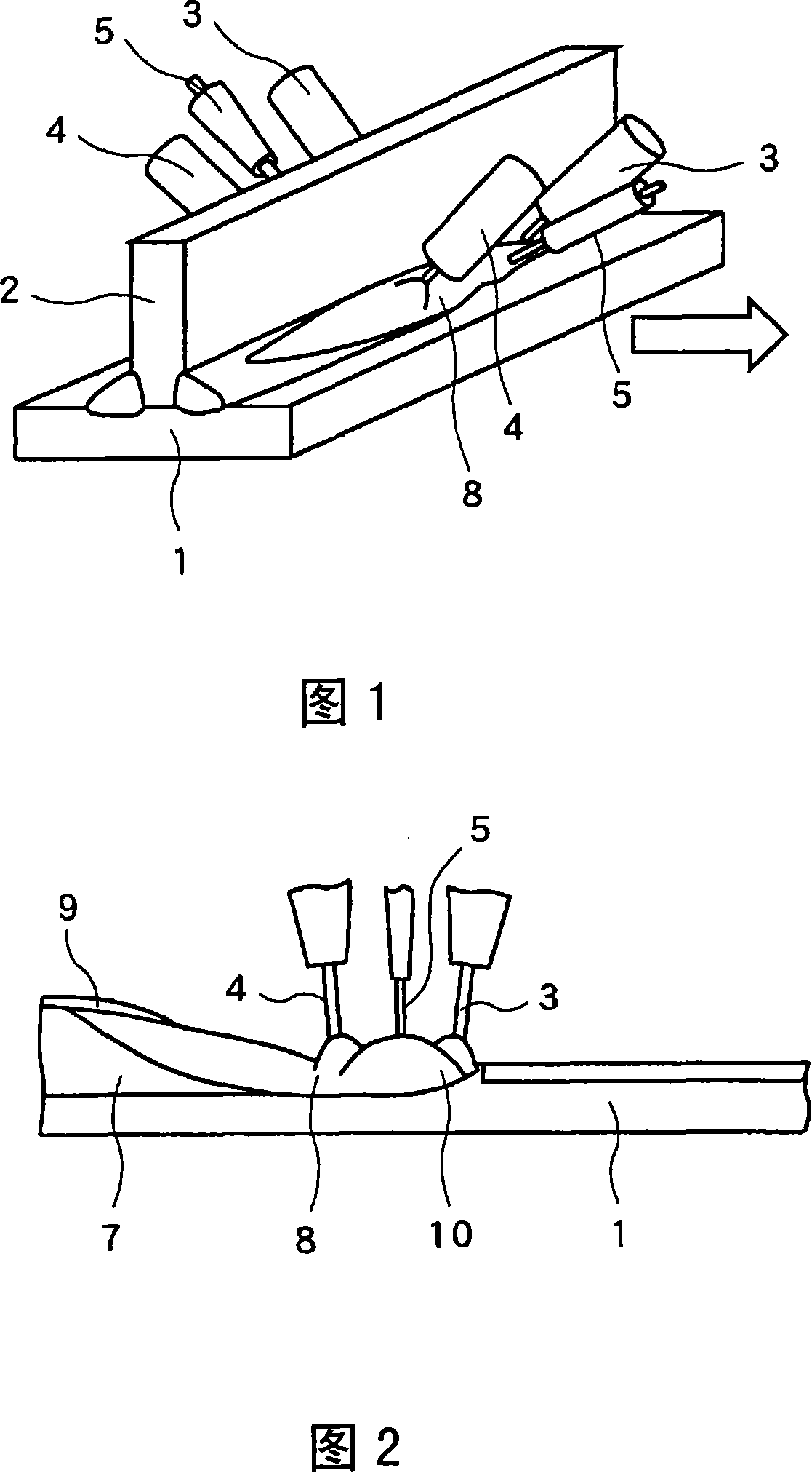 Multiple electrode gas protection arc welding method