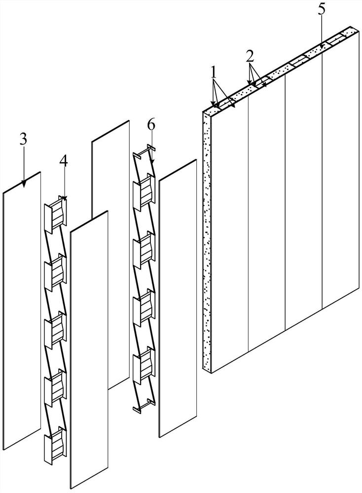 A double-layer steel plate composite shear wall with staggered arrangement of I-shaped steel members with corrugated webs