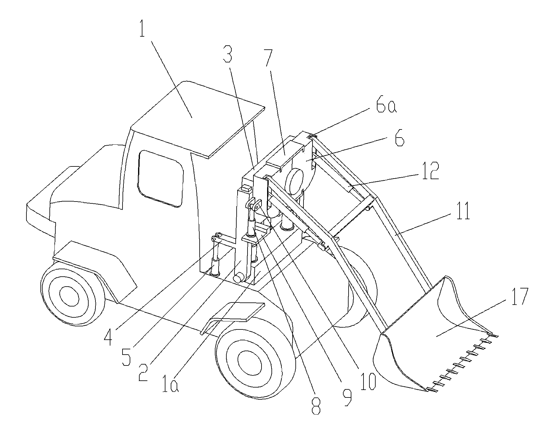 Lifting and supporting device used for loader