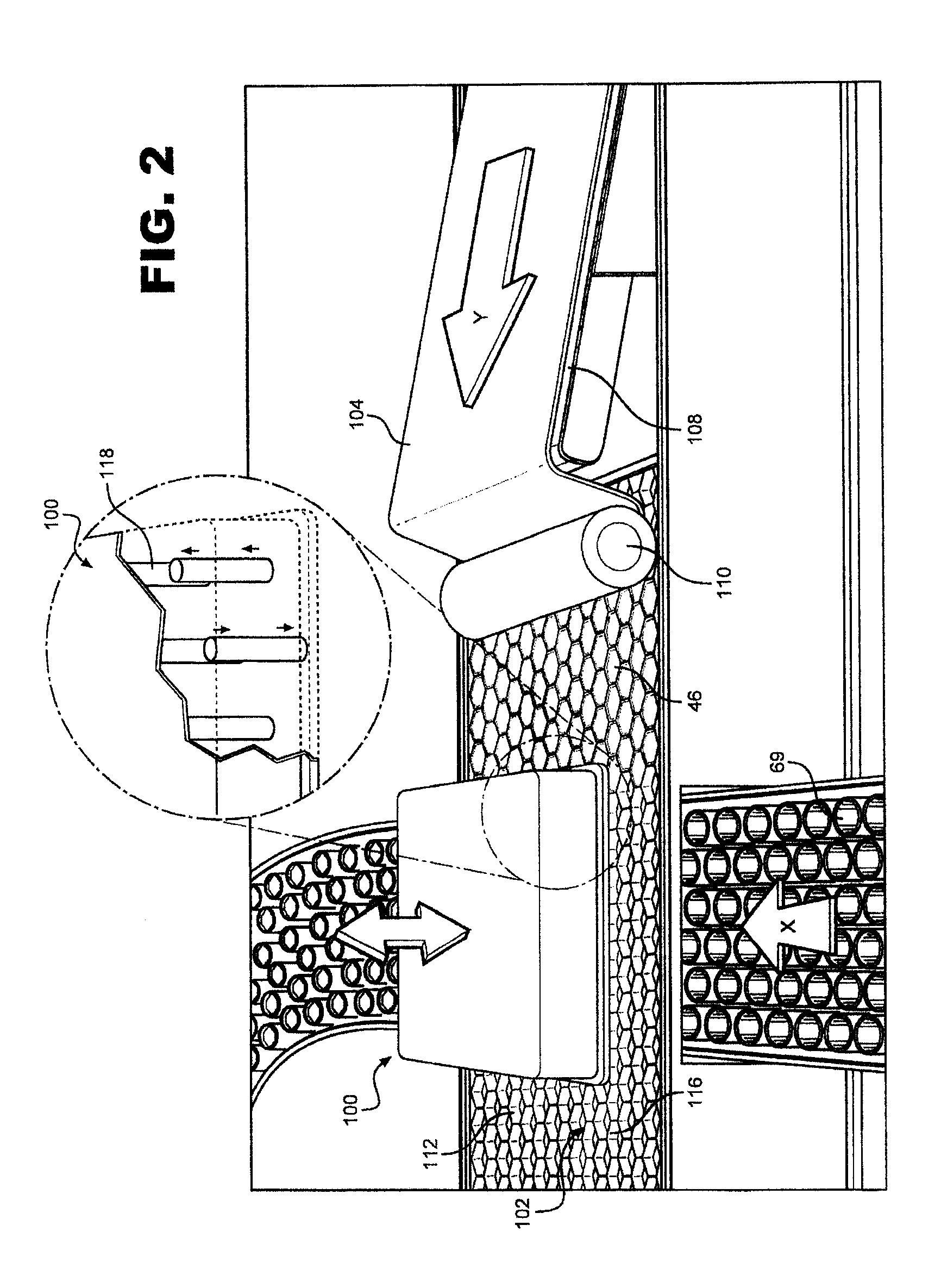 Food packaging with vertical to horizontal transfer loading