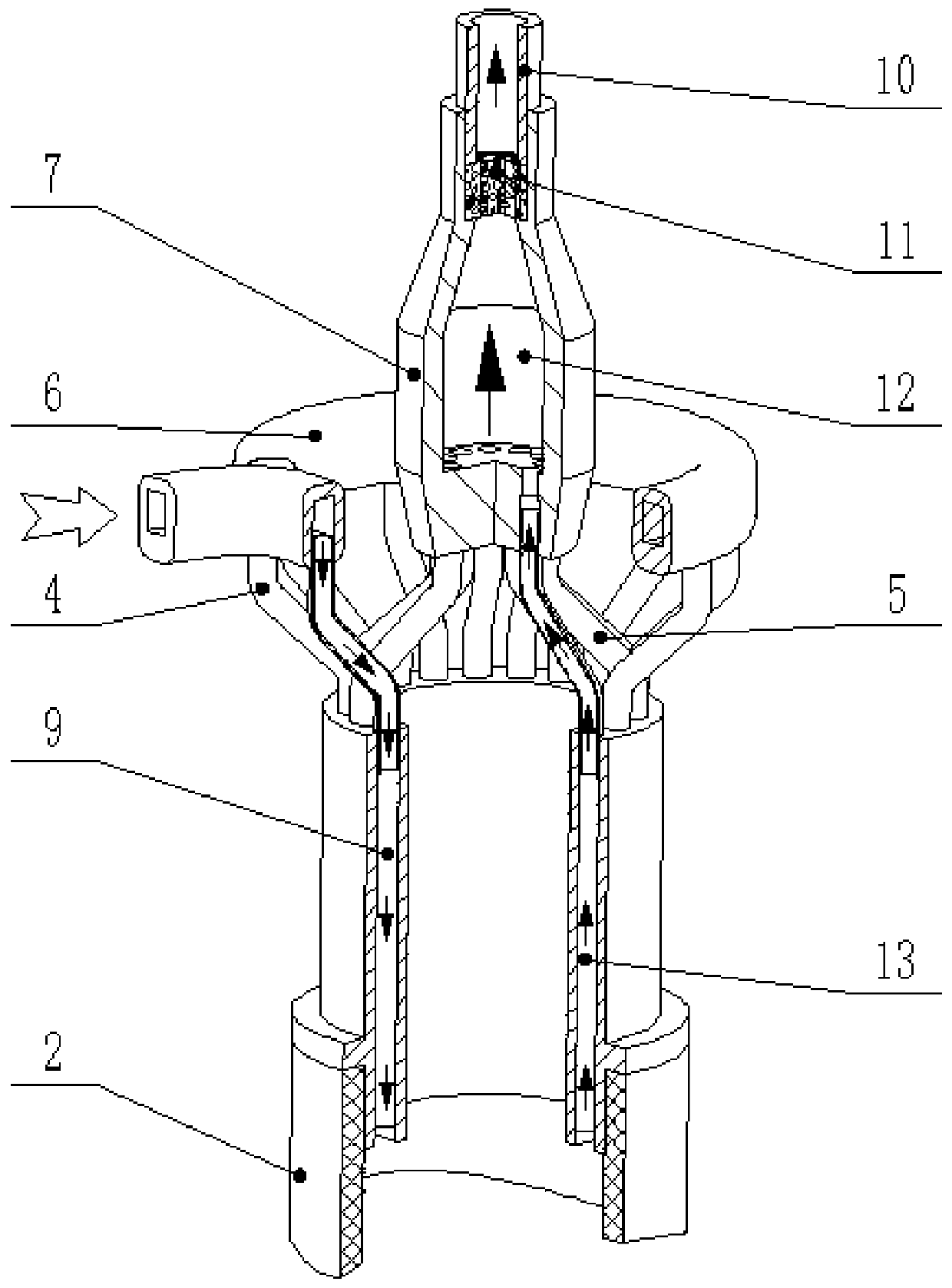 Tool and method for electrolytic machining of large-diameter holes arranged at intervals for flushing and pumping liquid