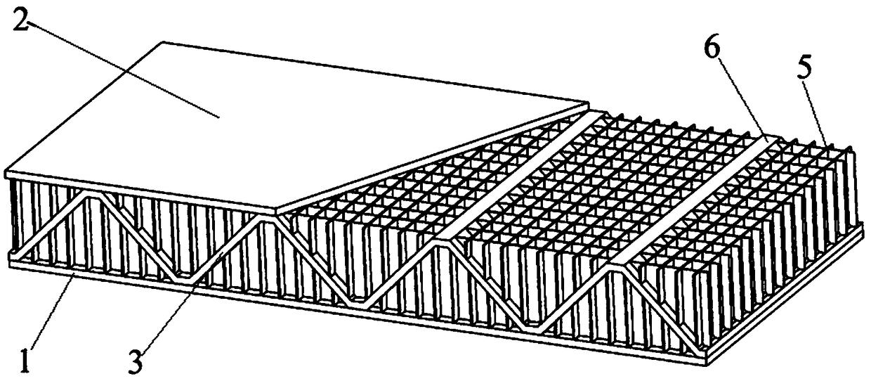 Corrugated-square cellular composite sandwich structure and preparation method thereof