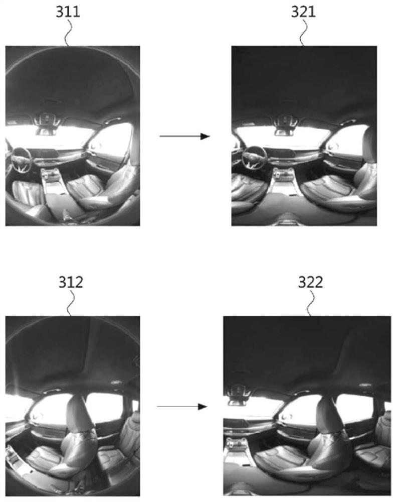 Method and apparatus for generating virtual reality image inside the vehicle by using image stitching technique