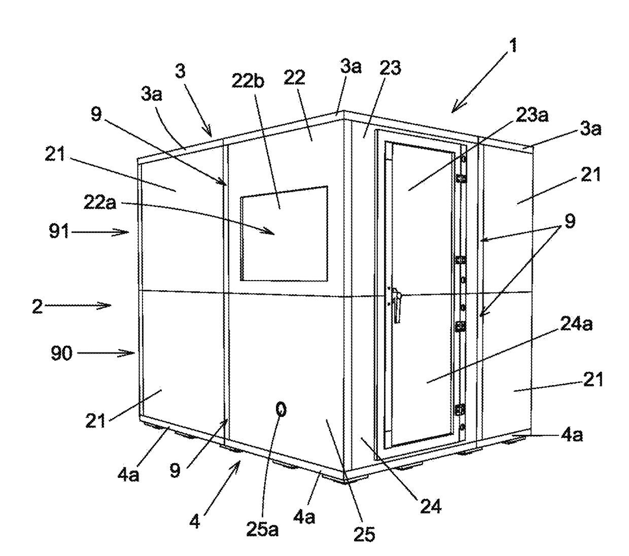 Modular sound-proofed cabin