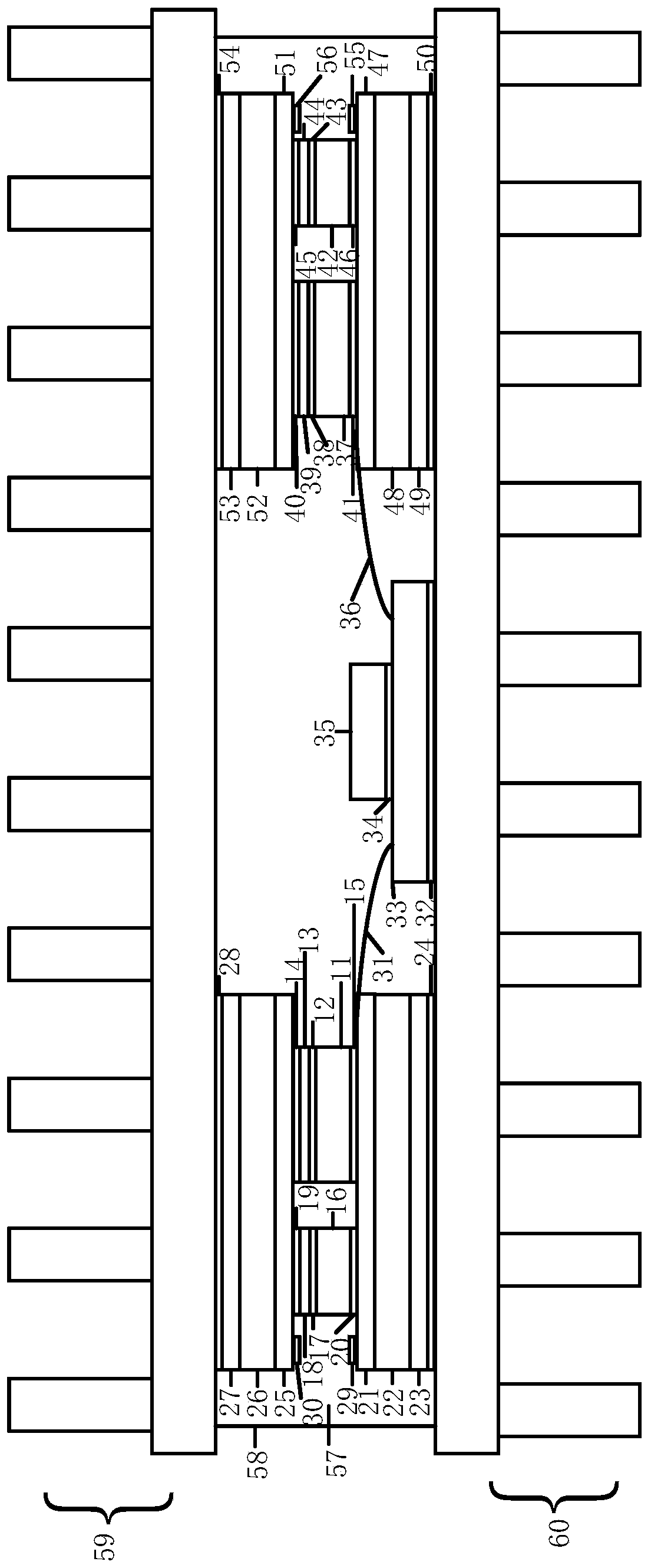 Package structure of dual-size cooling IPM hybrid module and processing technology