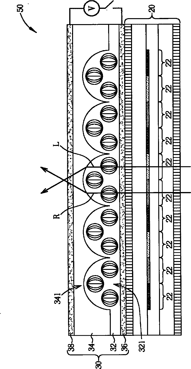 Display device capable of being switched into two-dimensional and three-dimensional display modes and active scattering lens thereof