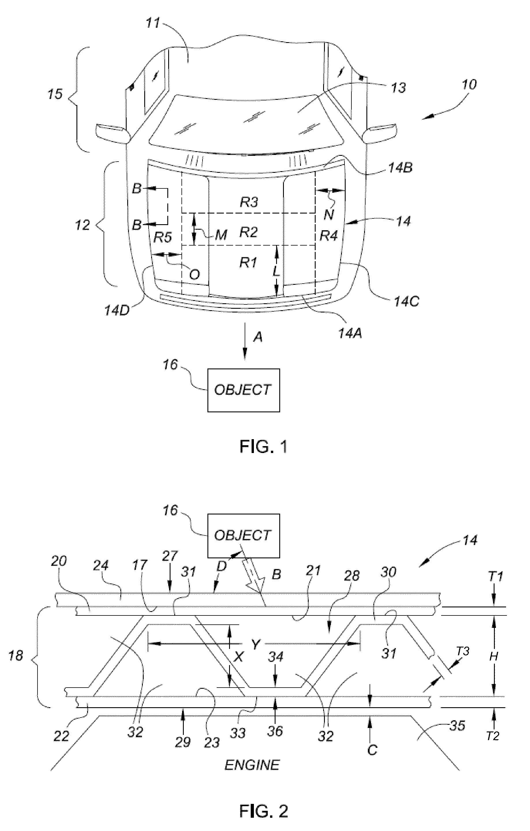 Vehicle hood with sandwich inner structure