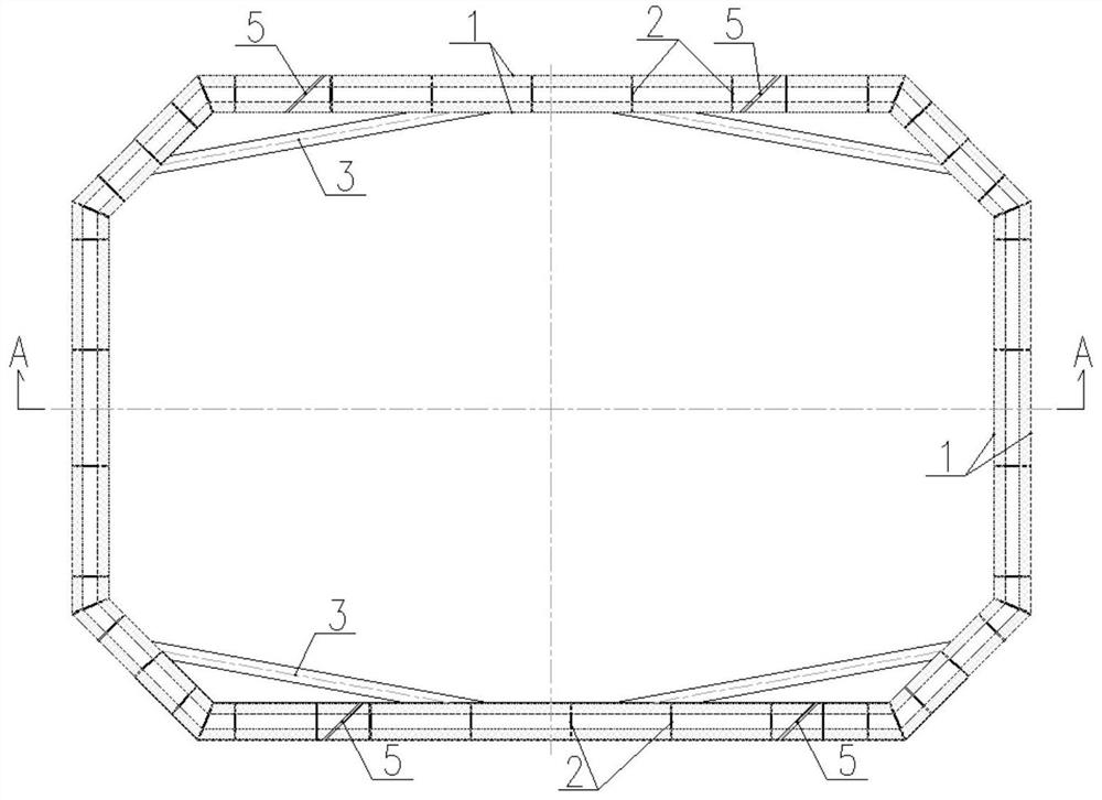 Octagonal working pit supporting member and mounting and construction method thereof