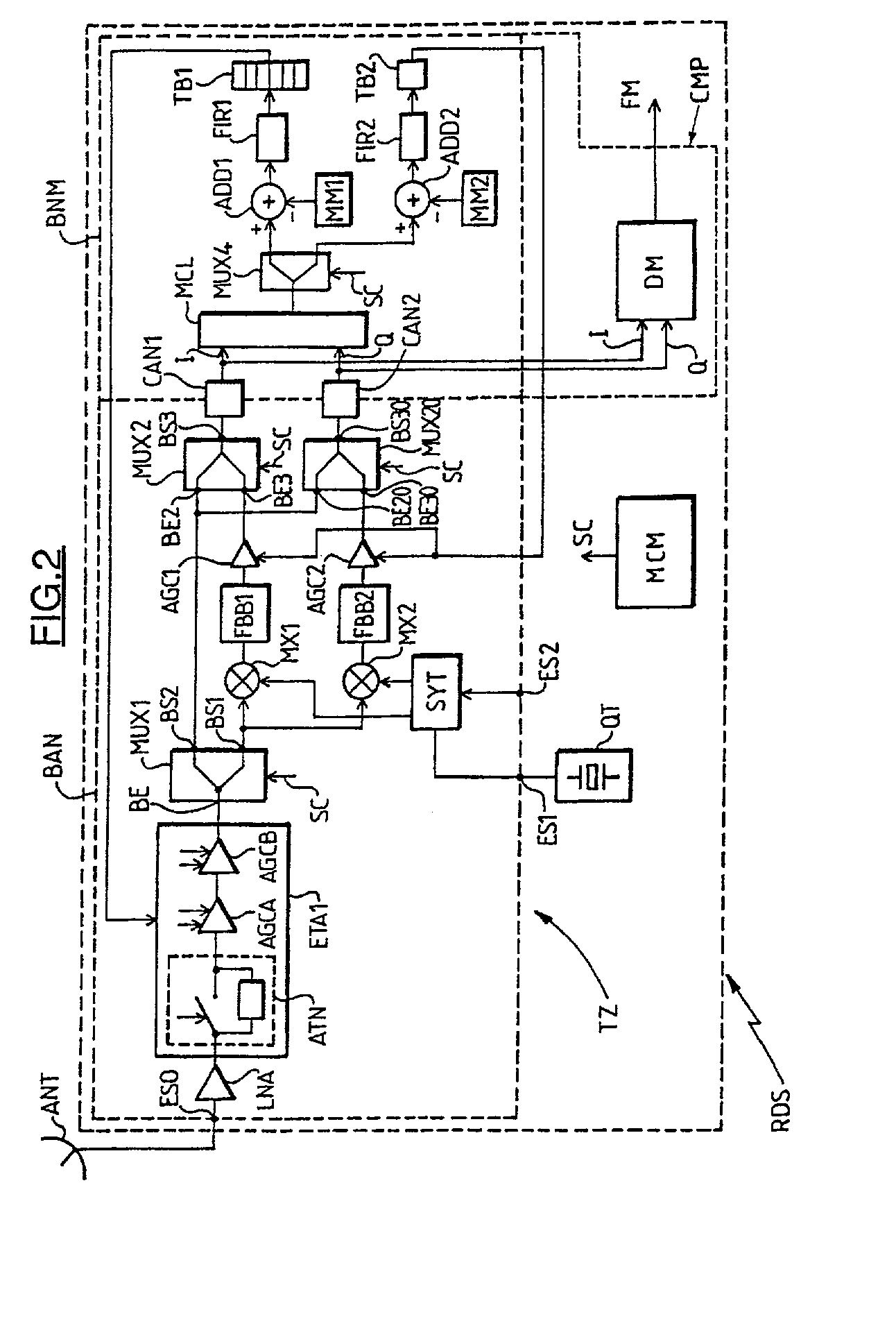 Electronic component allowing the decoding of a radiofrequency transmission channel conveying coded digital information, in particular for satellite digital telebroadcasting