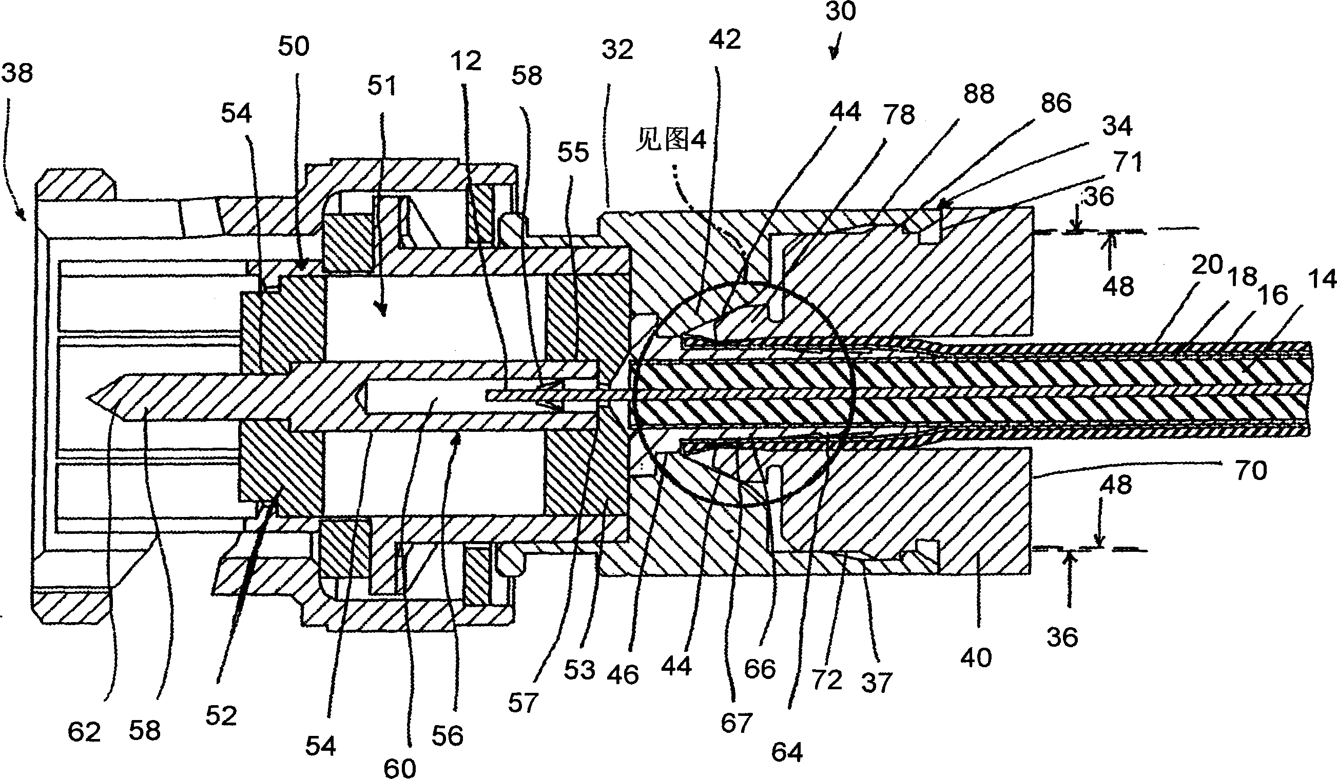 Coaxial connector with a cable gripping feature